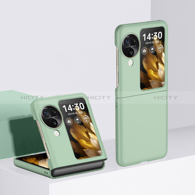 Funda Dura Plastico Rigida Carcasa Mate Frontal y Trasera 360 Grados QH3 para Oppo Find N3 Flip 5G Menta Verde