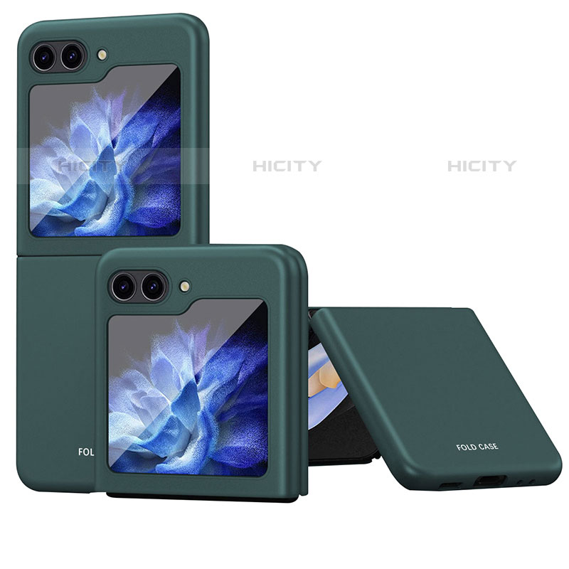 Funda Dura Plastico Rigida Carcasa Mate Frontal y Trasera 360 Grados QH4 para Samsung Galaxy Z Flip5 5G Verde