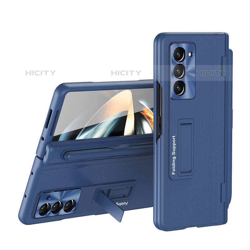 Funda Dura Plastico Rigida Carcasa Mate Frontal y Trasera 360 Grados QH4 para Samsung Galaxy Z Fold5 5G Azul