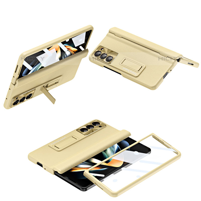 Funda Dura Plastico Rigida Carcasa Mate Frontal y Trasera 360 Grados QH5 para Samsung Galaxy Z Fold5 5G Oro