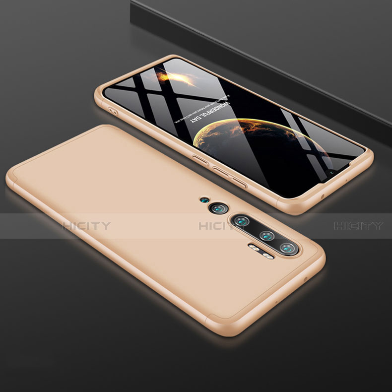 Funda Dura Plastico Rigida Carcasa Mate Frontal y Trasera 360 Grados R01 para Xiaomi Mi Note 10 Oro