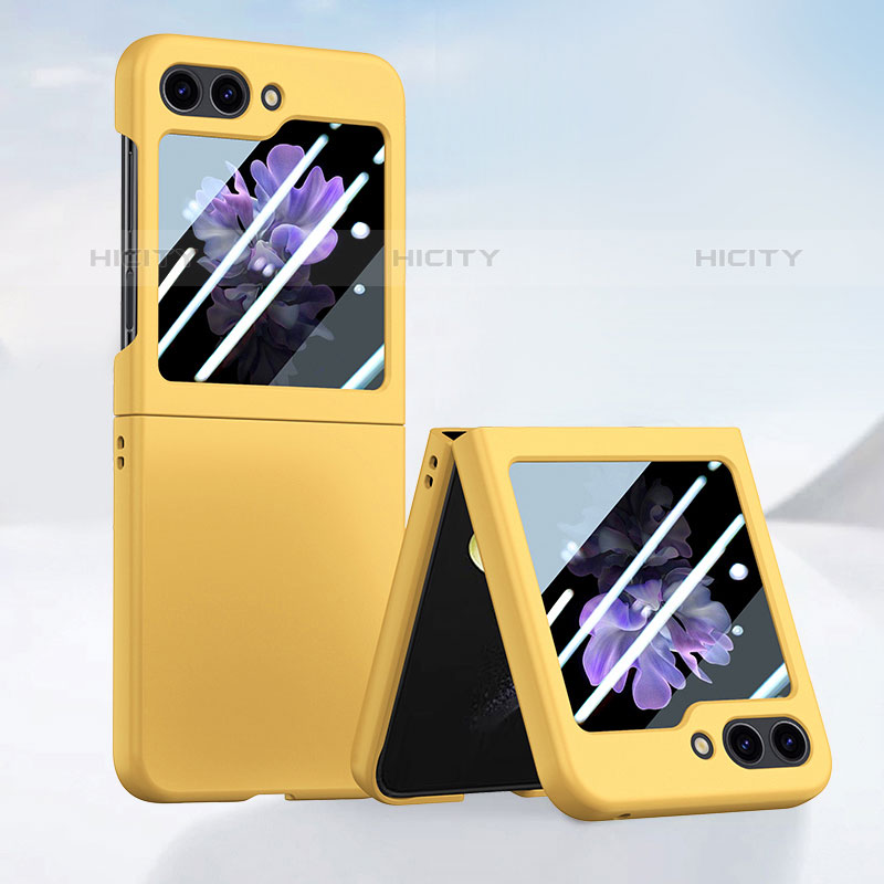 Funda Dura Plastico Rigida Carcasa Mate Frontal y Trasera 360 Grados SD1 para Samsung Galaxy Z Flip5 5G Amarillo