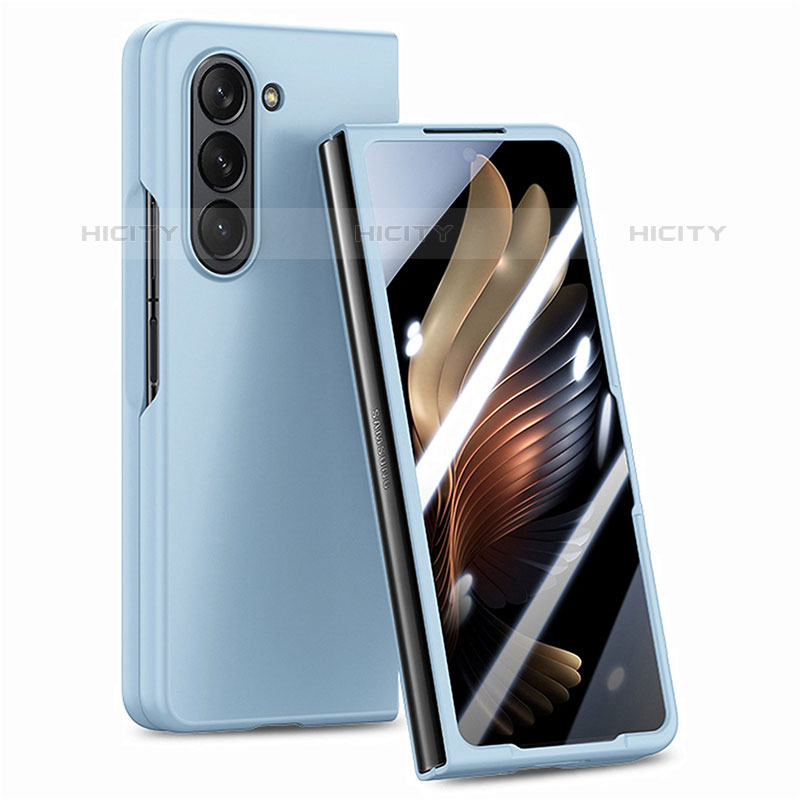 Funda Dura Plastico Rigida Carcasa Mate Frontal y Trasera 360 Grados SD1 para Samsung Galaxy Z Fold5 5G Azul Claro