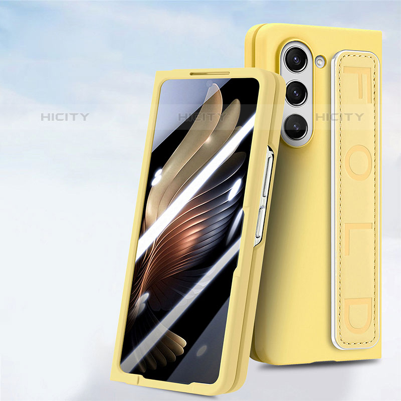 Funda Dura Plastico Rigida Carcasa Mate Frontal y Trasera 360 Grados SD3 para Samsung Galaxy Z Fold5 5G Amarillo