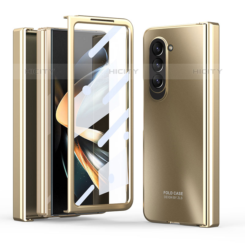 Funda Dura Plastico Rigida Carcasa Mate Frontal y Trasera 360 Grados Z01L para Samsung Galaxy Z Fold5 5G Oro