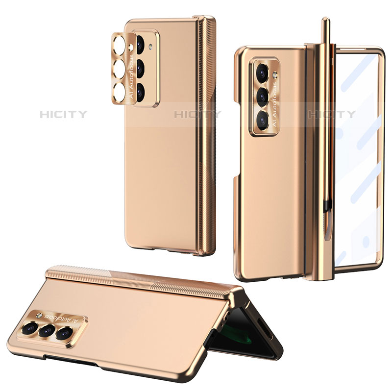 Funda Dura Plastico Rigida Carcasa Mate Frontal y Trasera 360 Grados Z02L para Samsung Galaxy Z Fold5 5G Oro