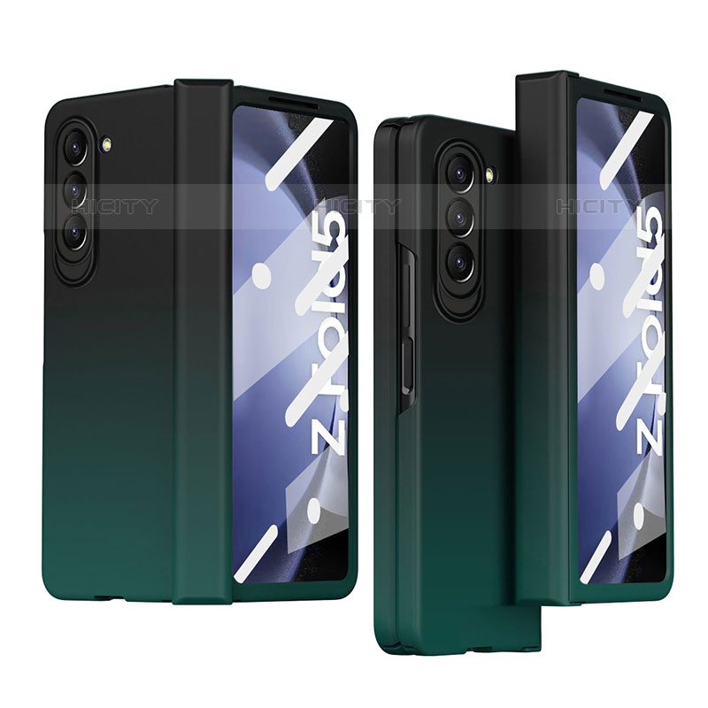 Funda Dura Plastico Rigida Carcasa Mate Frontal y Trasera 360 Grados Z03L para Samsung Galaxy Z Fold5 5G Verde Noche