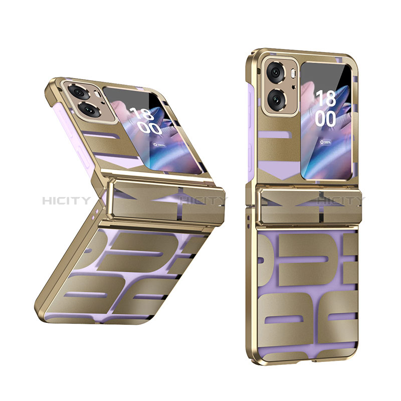 Funda Dura Plastico Rigida Carcasa Mate Frontal y Trasera 360 Grados ZL1 para Oppo Find N2 Flip 5G Oro