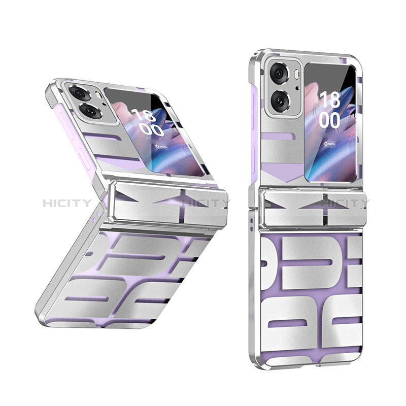 Funda Dura Plastico Rigida Carcasa Mate Frontal y Trasera 360 Grados ZL1 para Oppo Find N2 Flip 5G Plata