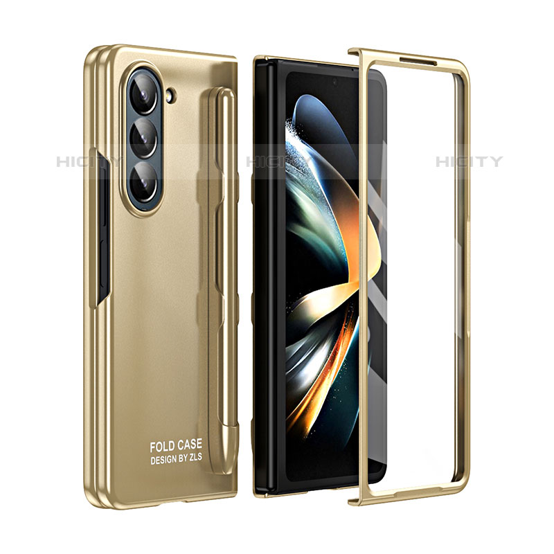 Funda Dura Plastico Rigida Carcasa Mate Frontal y Trasera 360 Grados ZL1 para Samsung Galaxy Z Fold5 5G Oro