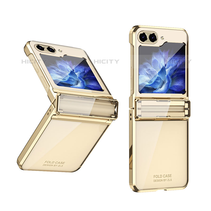 Funda Dura Plastico Rigida Carcasa Mate Frontal y Trasera 360 Grados ZL10 para Samsung Galaxy Z Flip5 5G Oro