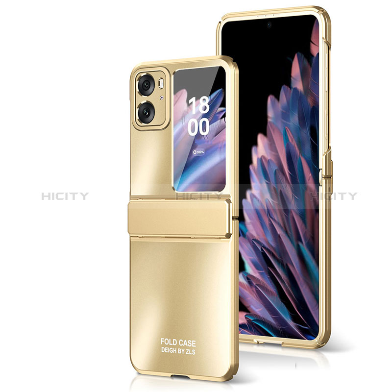 Funda Dura Plastico Rigida Carcasa Mate Frontal y Trasera 360 Grados ZL2 para Oppo Find N2 Flip 5G Oro