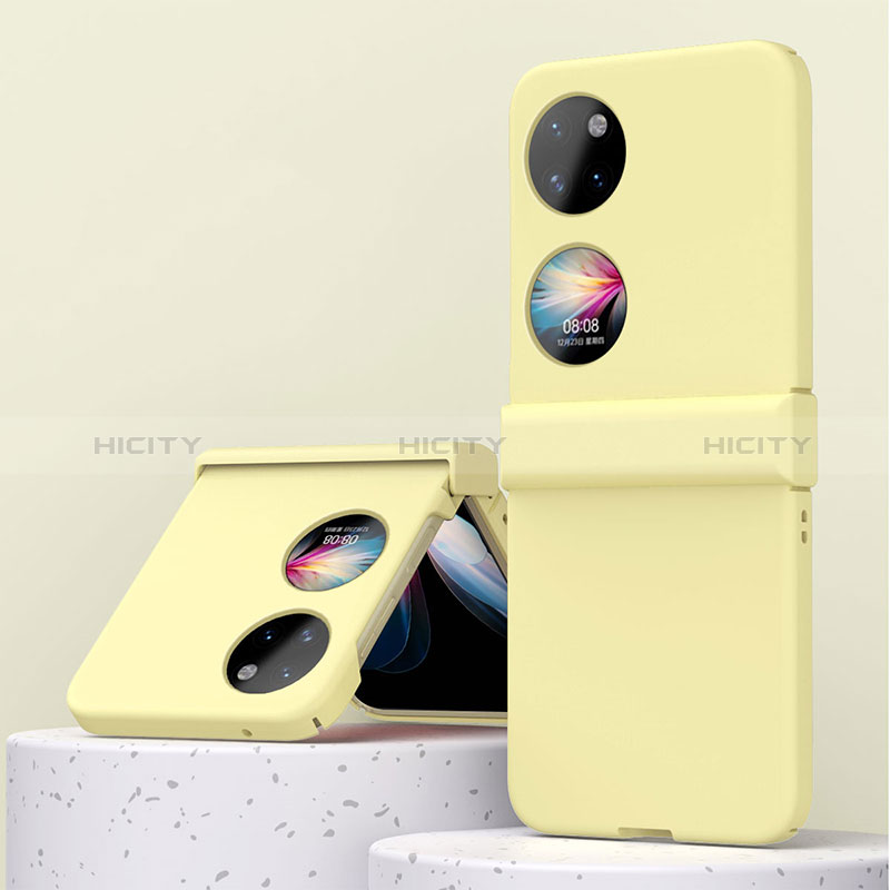 Funda Dura Plastico Rigida Carcasa Mate Frontal y Trasera 360 Grados ZL3 para Huawei P50 Pocket Amarillo