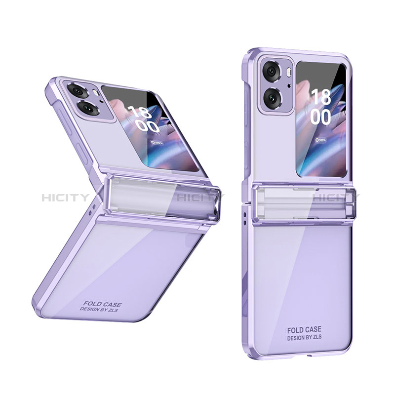 Funda Dura Plastico Rigida Carcasa Mate Frontal y Trasera 360 Grados ZL3 para Oppo Find N2 Flip 5G Morado