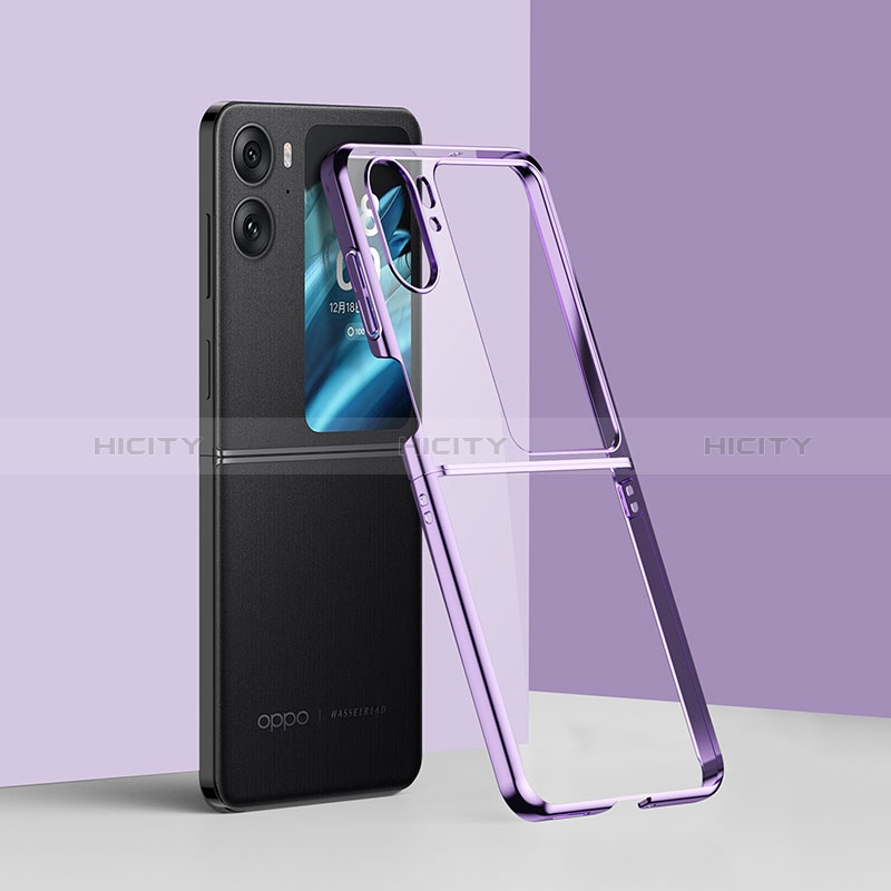 Funda Dura Plastico Rigida Carcasa Mate Frontal y Trasera 360 Grados ZL3 para Oppo Find N2 Flip 5G Morado