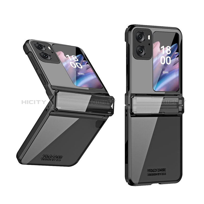 Funda Dura Plastico Rigida Carcasa Mate Frontal y Trasera 360 Grados ZL3 para Oppo Find N2 Flip 5G Negro