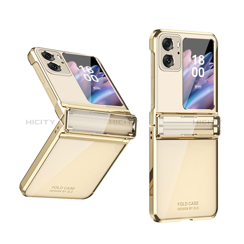 Funda Dura Plastico Rigida Carcasa Mate Frontal y Trasera 360 Grados ZL3 para Oppo Find N2 Flip 5G Oro