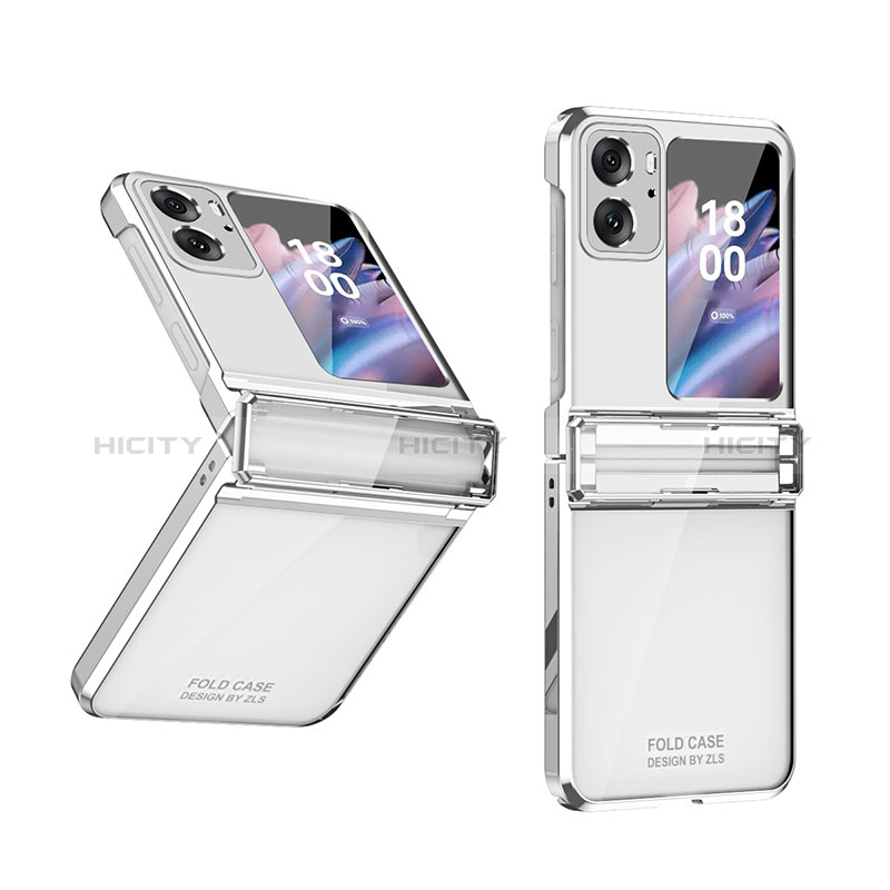 Funda Dura Plastico Rigida Carcasa Mate Frontal y Trasera 360 Grados ZL3 para Oppo Find N2 Flip 5G Plata