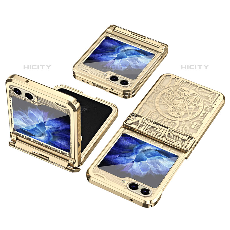 Funda Dura Plastico Rigida Carcasa Mate Frontal y Trasera 360 Grados ZL3 para Samsung Galaxy Z Flip5 5G Oro