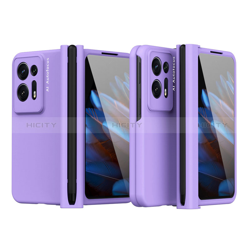 Funda Dura Plastico Rigida Carcasa Mate Frontal y Trasera 360 Grados ZL4 para Oppo Find N2 5G Morado