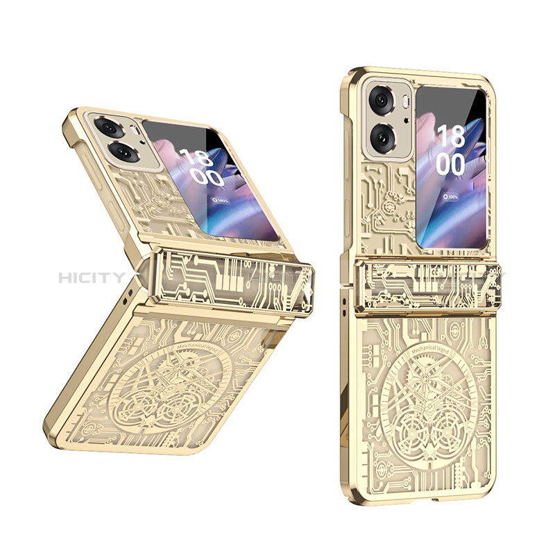 Funda Dura Plastico Rigida Carcasa Mate Frontal y Trasera 360 Grados ZL4 para Oppo Find N2 Flip 5G Oro