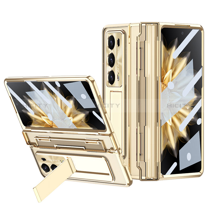 Funda Dura Plastico Rigida Carcasa Mate Frontal y Trasera 360 Grados ZL5 para Huawei Honor Magic V2 5G Oro