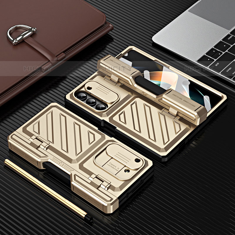 Funda Dura Plastico Rigida Carcasa Mate Frontal y Trasera 360 Grados ZL6 para Samsung Galaxy Z Fold5 5G Oro