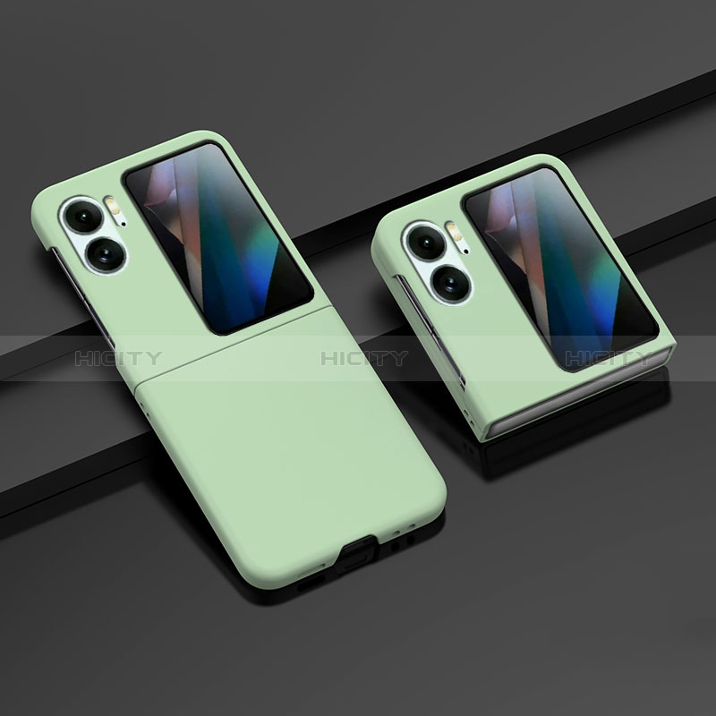 Funda Dura Plastico Rigida Carcasa Mate Frontal y Trasera 360 Grados ZL8 para Oppo Find N2 Flip 5G Menta Verde