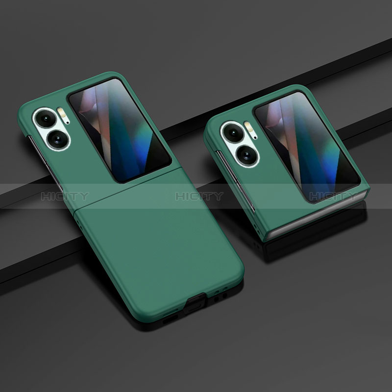 Funda Dura Plastico Rigida Carcasa Mate Frontal y Trasera 360 Grados ZL8 para Oppo Find N2 Flip 5G Verde