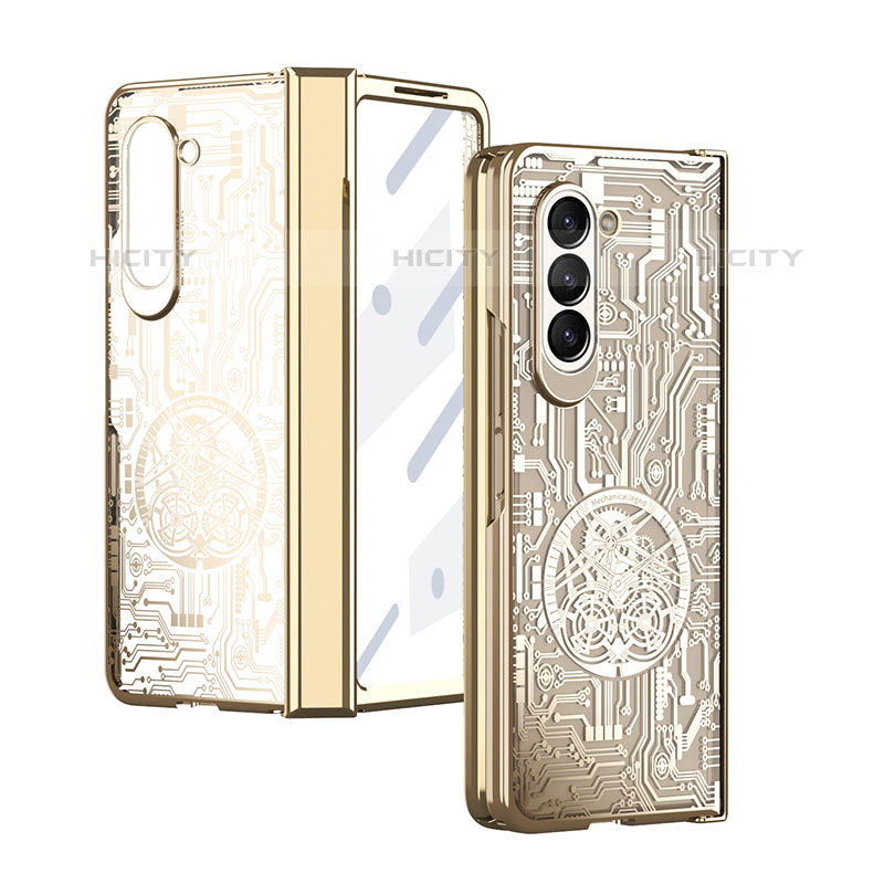 Funda Dura Plastico Rigida Carcasa Mate Frontal y Trasera 360 Grados ZL9 para Samsung Galaxy Z Fold5 5G Oro