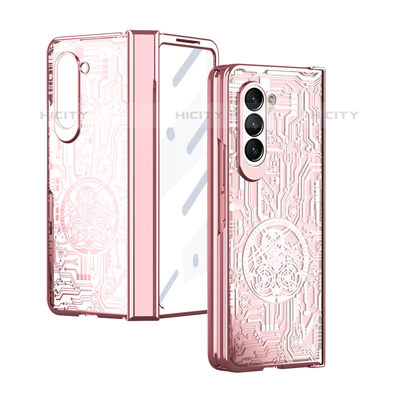 Funda Dura Plastico Rigida Carcasa Mate Frontal y Trasera 360 Grados ZL9 para Samsung Galaxy Z Fold5 5G Oro Rosa