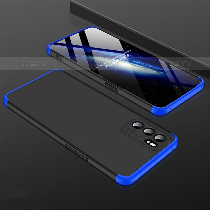 Funda Dura Plastico Rigida Carcasa Mate GK1 para Oppo Reno6 5G Azul y Negro