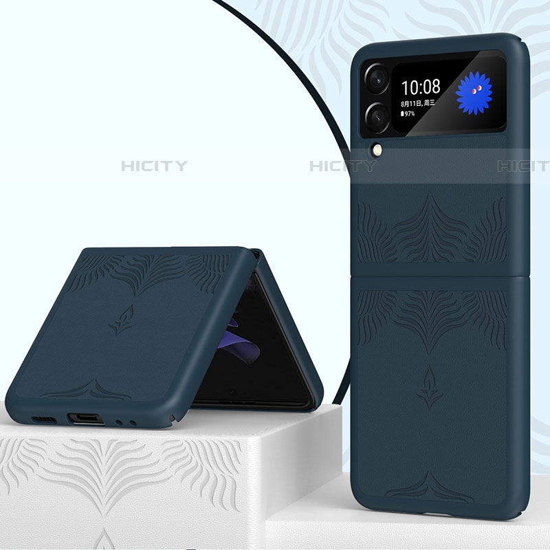 Funda Dura Plastico Rigida Carcasa Mate H04 para Samsung Galaxy Z Flip4 5G Azul Real