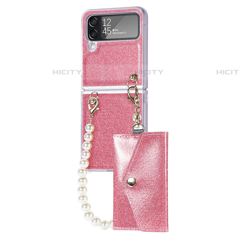 Funda Dura Plastico Rigida Carcasa Mate P08 para Samsung Galaxy Z Flip4 5G Oro Rosa