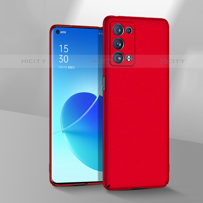 Funda Dura Plastico Rigida Carcasa Mate para Oppo Reno6 Pro 5G Rojo