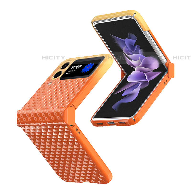 Funda Dura Plastico Rigida Carcasa Mate T03 para Samsung Galaxy Z Flip4 5G Naranja