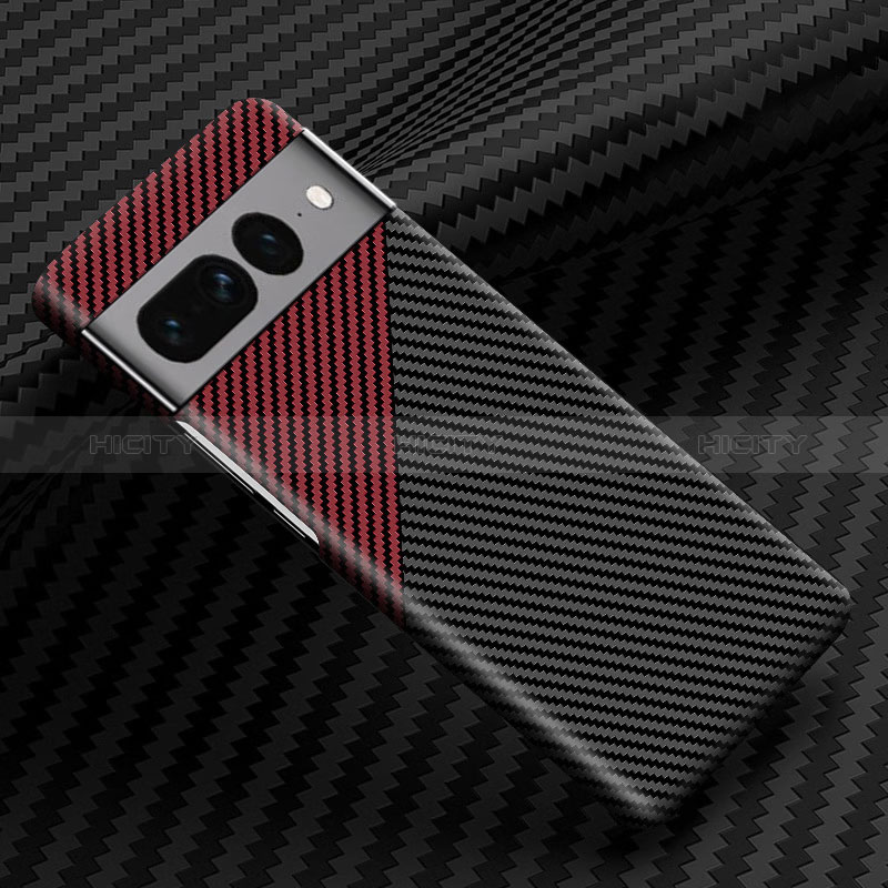 Funda Dura Plastico Rigida Carcasa Mate Twill para Google Pixel 7 Pro 5G Rojo y Negro