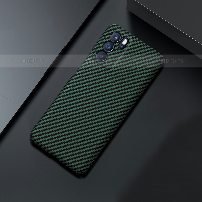 Funda Dura Plastico Rigida Carcasa Mate Twill para Oppo Reno6 5G Verde