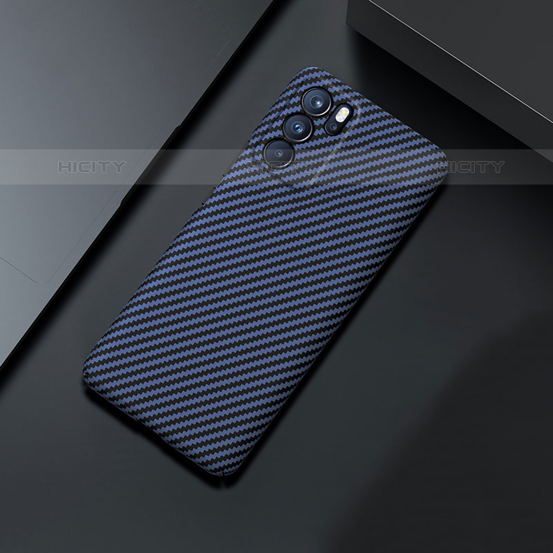 Funda Dura Plastico Rigida Carcasa Mate Twill para Oppo Reno6 Pro 5G India Azul