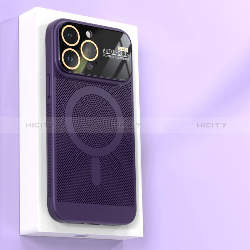 Funda Dura Plastico Rigida Carcasa Perforada con Mag-Safe Magnetic JS1 para Apple iPhone 13 Pro Morado