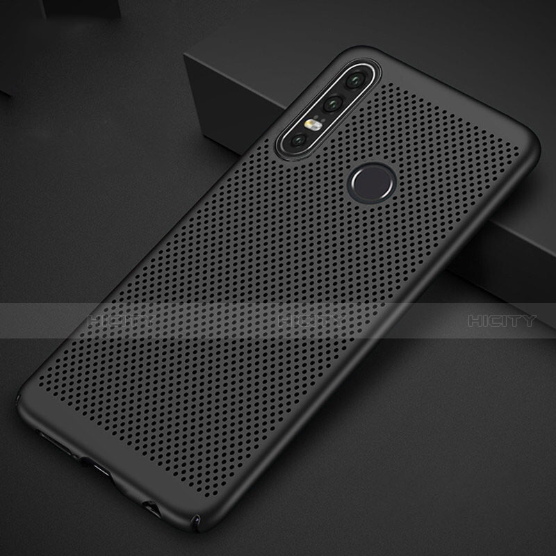 Funda Dura Plastico Rigida Carcasa Perforada P01 para Huawei P30 Lite Negro