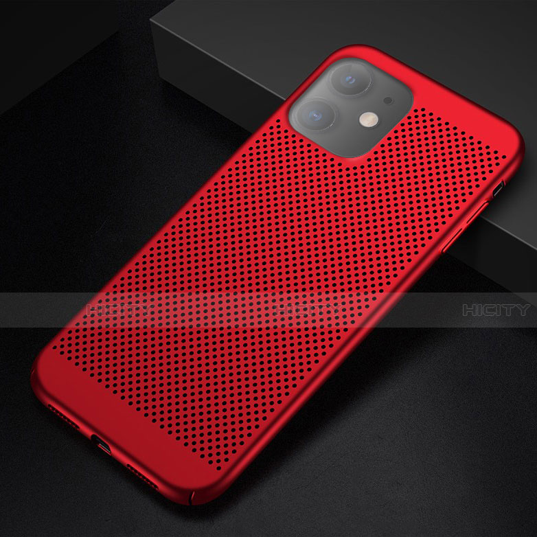 Funda Dura Plastico Rigida Carcasa Perforada para Apple iPhone 11 Rojo