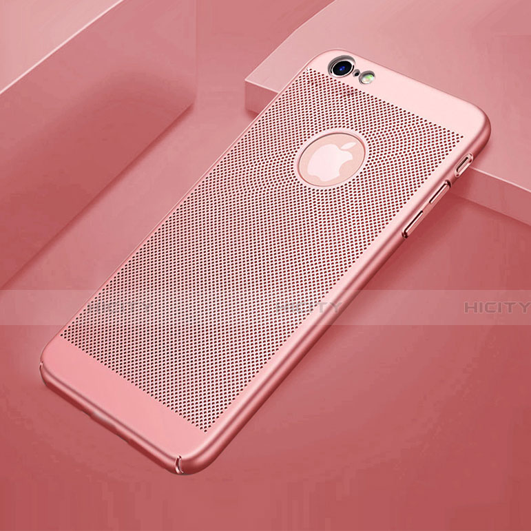 Funda Dura Plastico Rigida Carcasa Perforada para Apple iPhone 6S Plus Oro Rosa