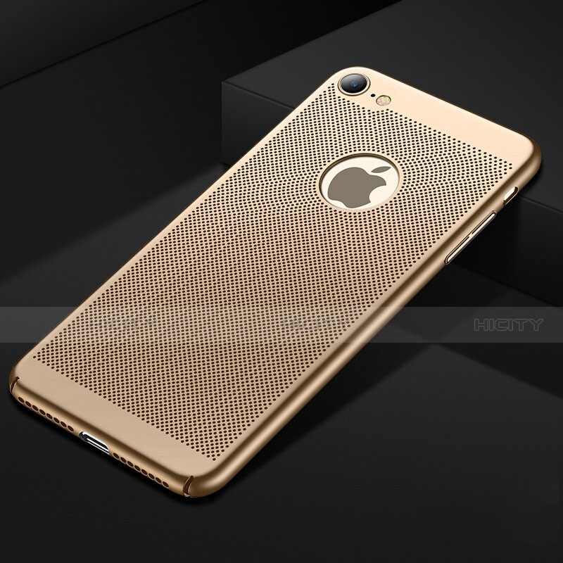 Funda Dura Plastico Rigida Carcasa Perforada para Apple iPhone 7 Oro