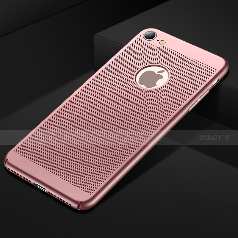 Funda Dura Plastico Rigida Carcasa Perforada para Apple iPhone 7 Oro Rosa