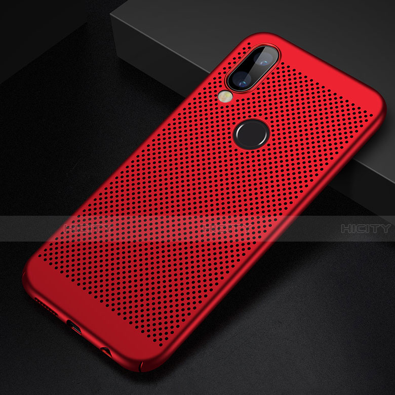 Funda Dura Plastico Rigida Carcasa Perforada para Huawei Nova 3e Rojo