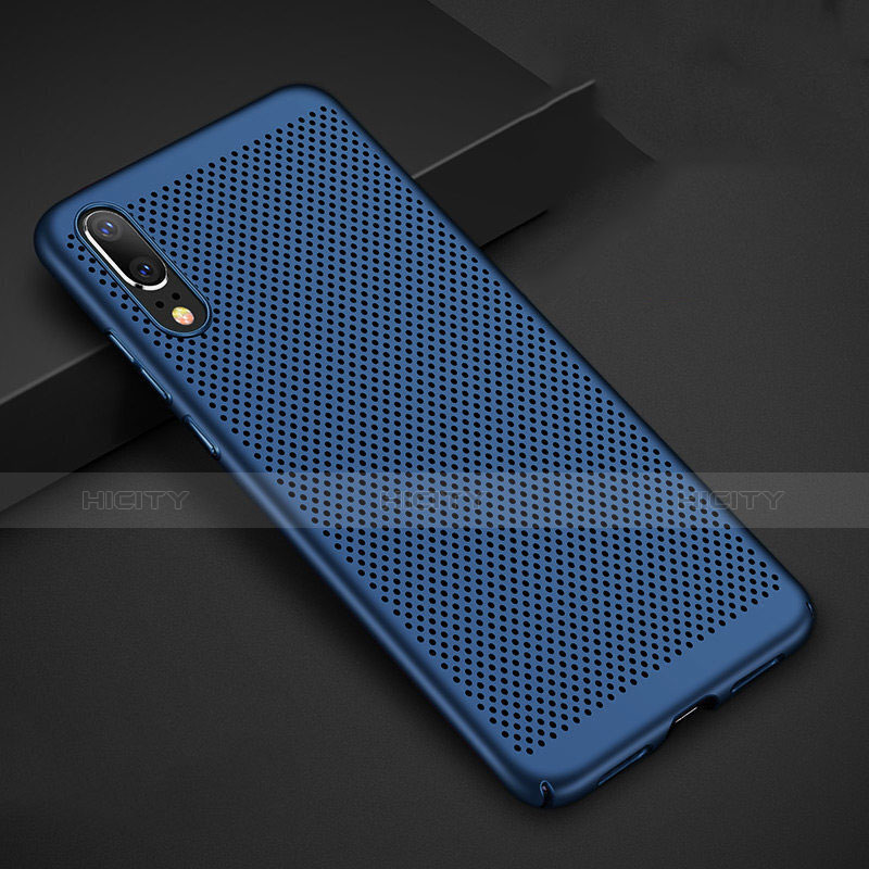 Funda Dura Plastico Rigida Carcasa Perforada para Huawei P20 Azul