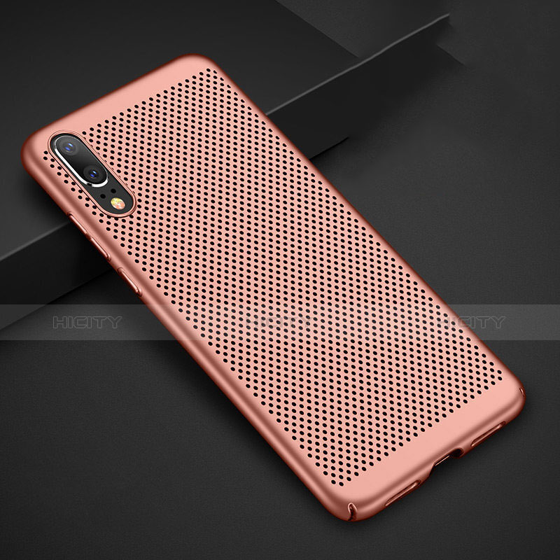 Funda Dura Plastico Rigida Carcasa Perforada para Huawei P20 Oro Rosa