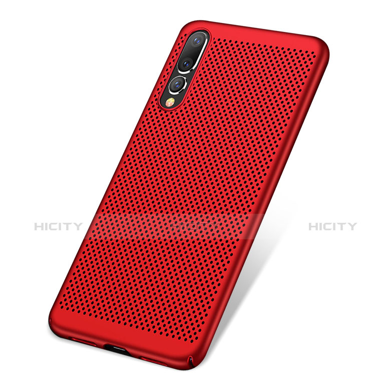 Funda Dura Plastico Rigida Carcasa Perforada para Huawei P20 Pro Rojo