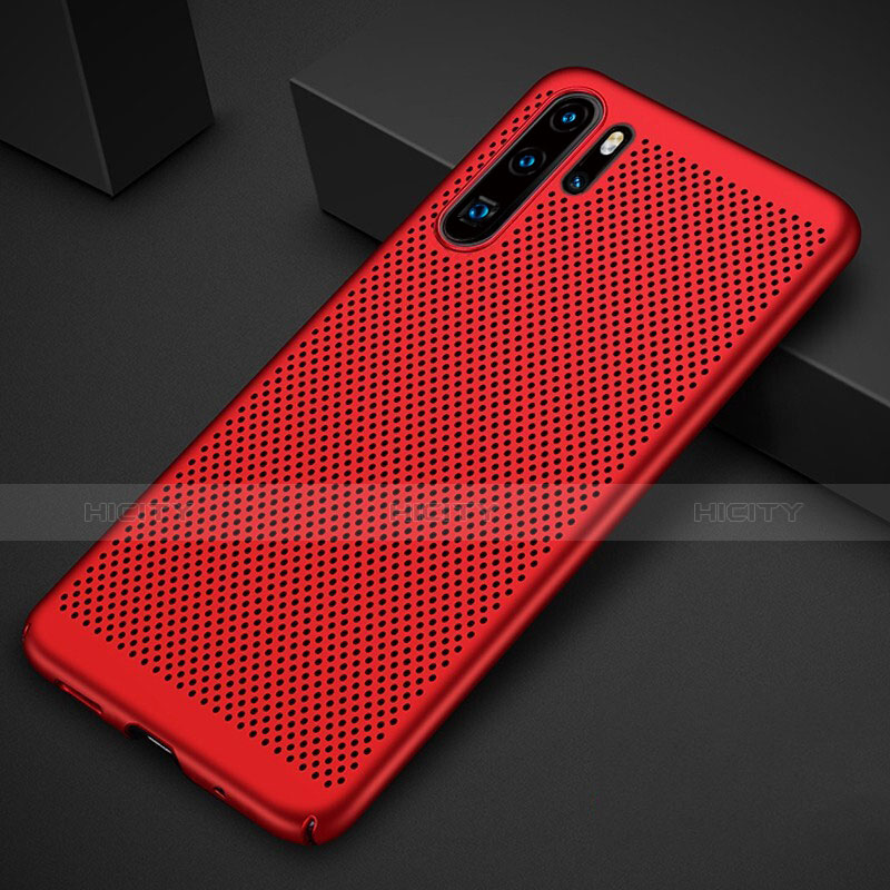 Funda Dura Plastico Rigida Carcasa Perforada para Huawei P30 Pro Rojo